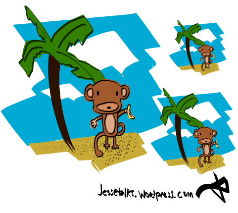 Drawing, Monkey, palm tree 2011